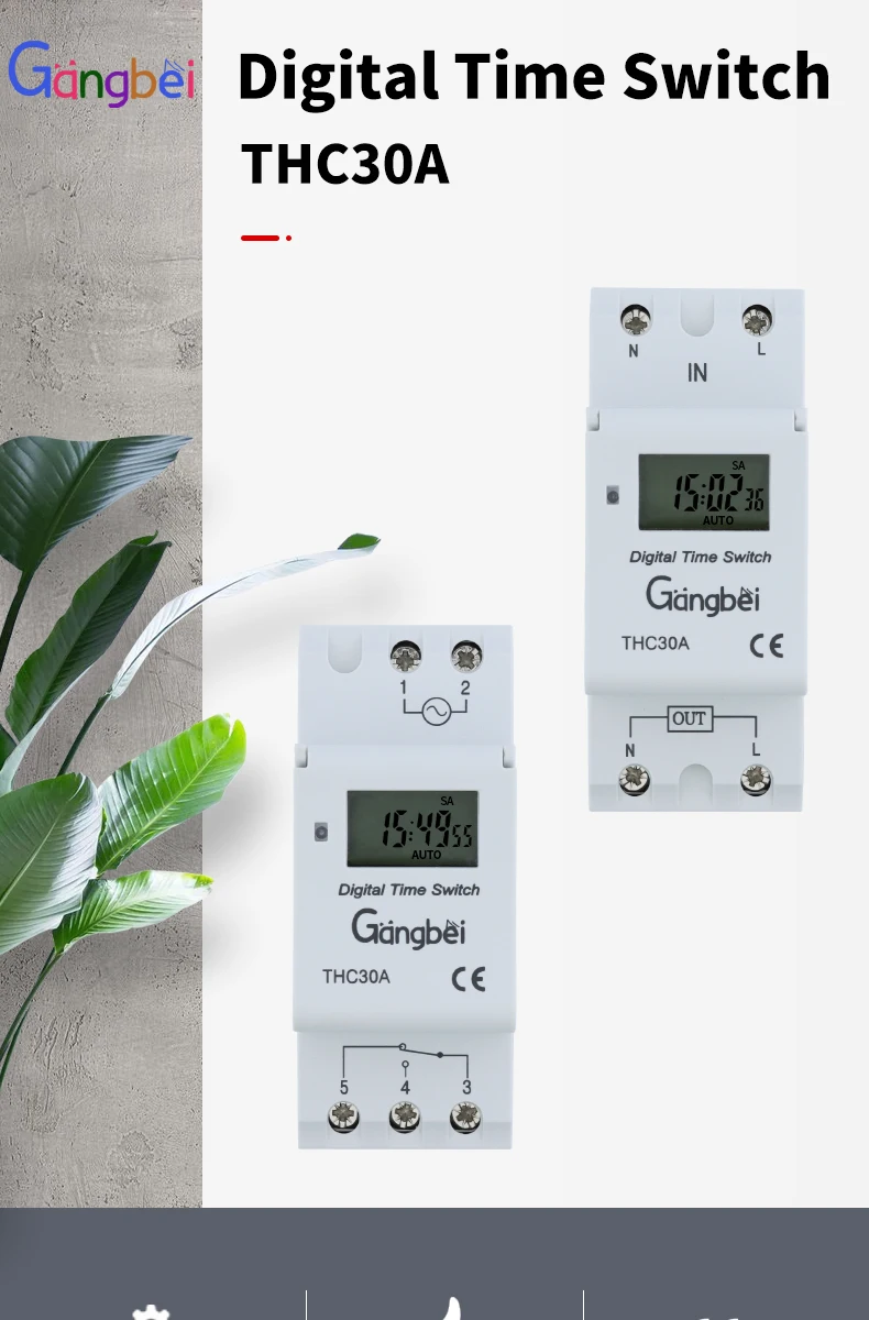 Weekly 7 Days Programmable Digital TIME SWITCH Relay Timer Control AC 220V 230V 110V DC24V 12V THC30 30A Din Rail Mount