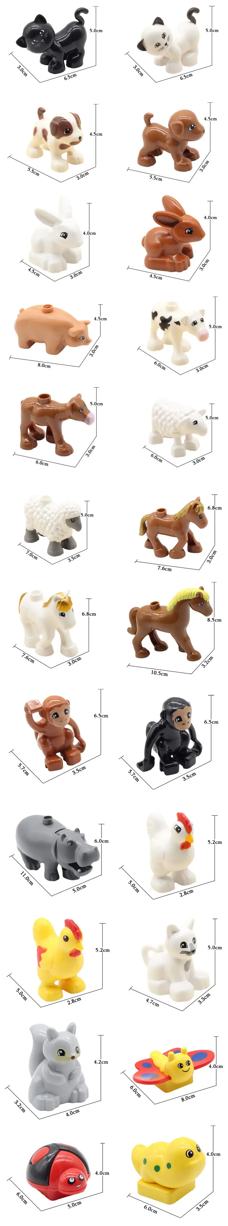Big Building Blocks Accessories Farm Animals Zoo Compatible with duplos Cat Pig Dog Rabbit Monkey Hippo Sheep Children Toys Gift