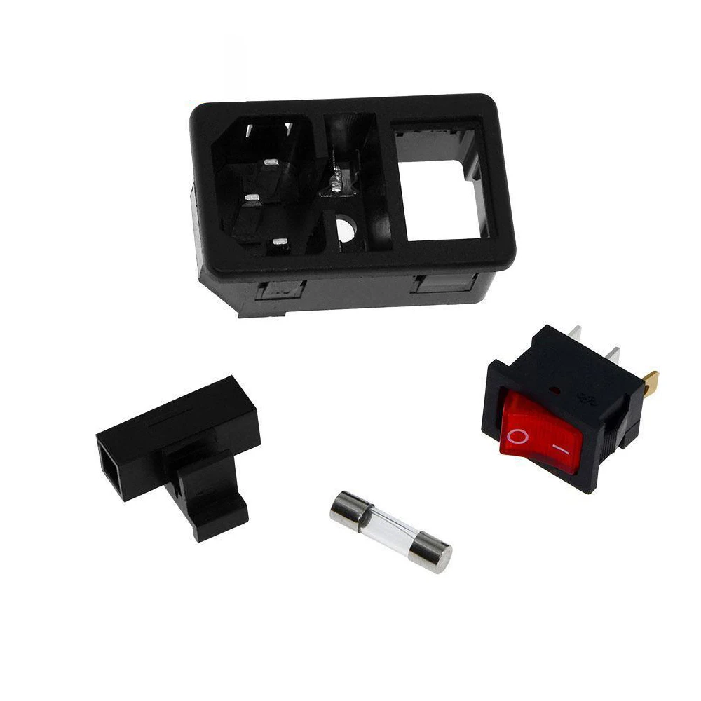 3D Printer Parts 220V/110V Power Supply Switch Male Socket with Fuse for 3D Printer DIY 3D Printer Accessories