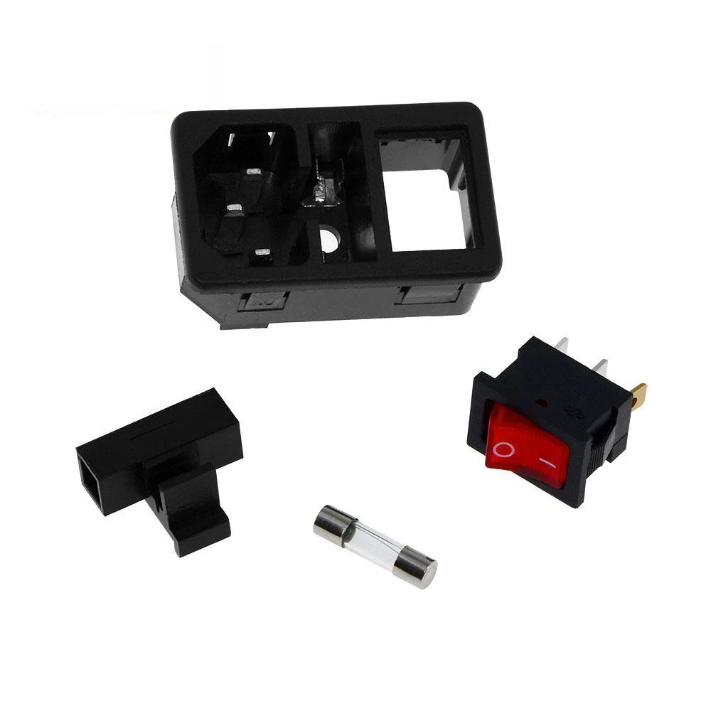 3D Printer Parts 220V/110V Power Supply Switch Male Socket with Fuse for 3D Printer DIY 3D Printer Accessories