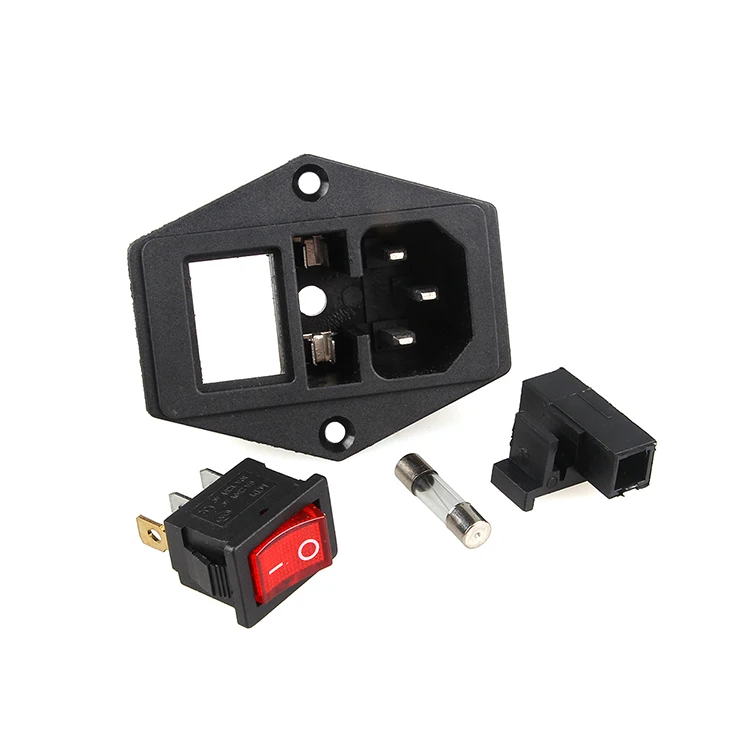 3D Printer Parts 220V/110V Power Supply Switch Male Socket with Fuse for 3D Printer DIY 3D Printer Accessories