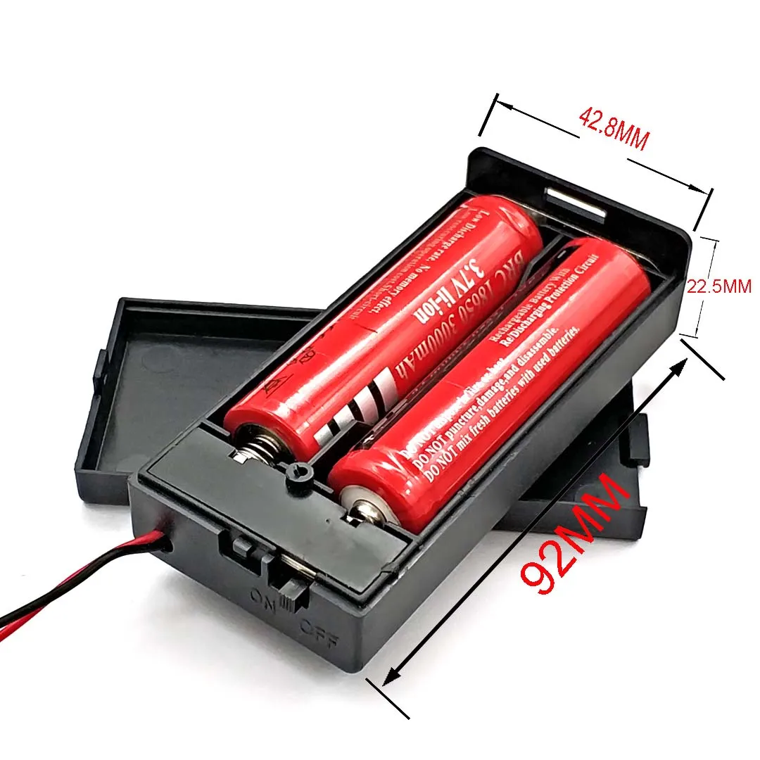 New 18650 Battery Storage Case 3.7V for 2x18650 Batteries Holder Box Container with 2 Slots ON/OFF Switch