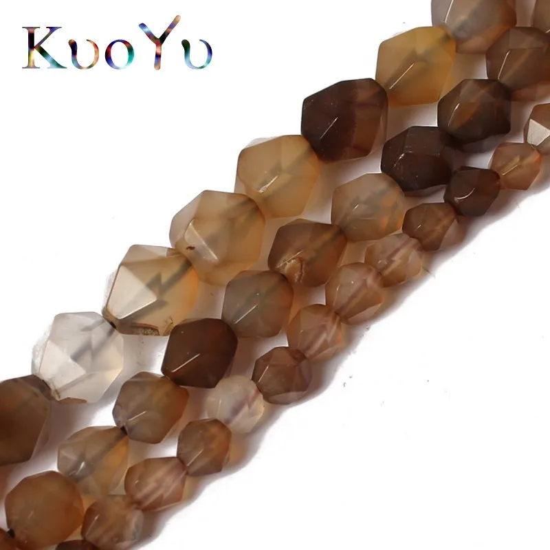 Wholesale Faceted Coffee Brown Agates Beads Natural Stone Loose Beads For Making Jewelry 15" 6/8/10 MM DIY Bracelet Necklace