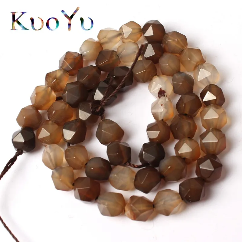 Wholesale Faceted Coffee Brown Agates Beads Natural Stone Loose Beads For Making Jewelry 15" 6/8/10 MM DIY Bracelet Necklace