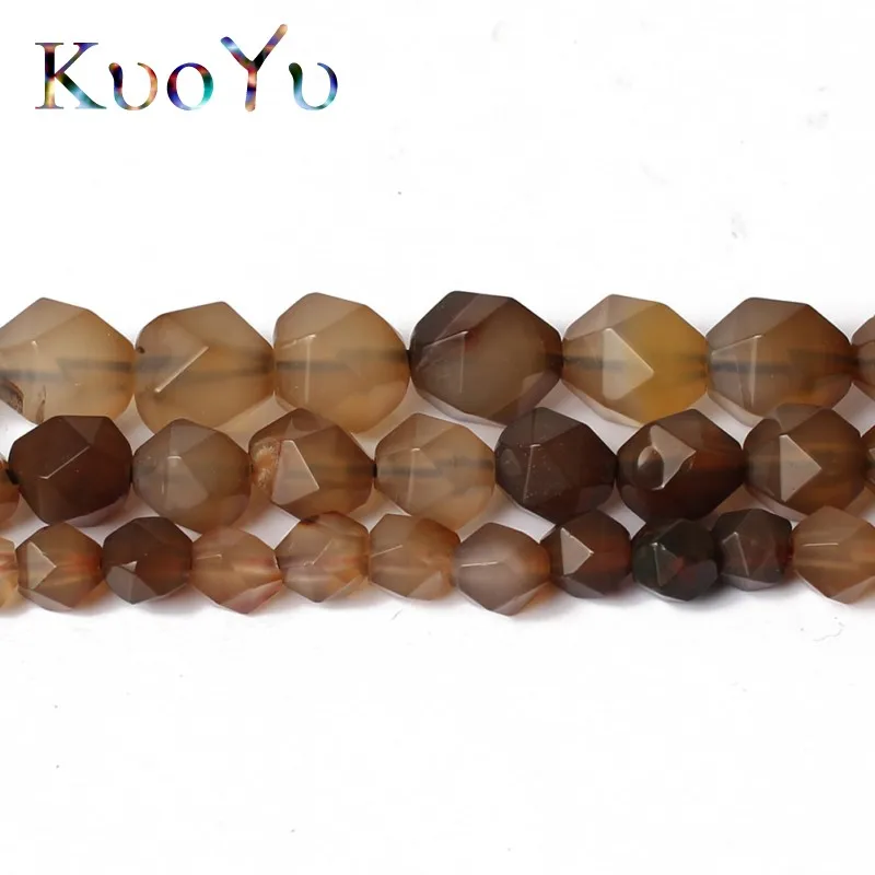 Wholesale Faceted Coffee Brown Agates Beads Natural Stone Loose Beads For Making Jewelry 15" 6/8/10 MM DIY Bracelet Necklace