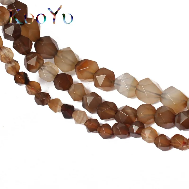 Wholesale Faceted Coffee Brown Agates Beads Natural Stone Loose Beads For Making Jewelry 15" 6/8/10 MM DIY Bracelet Necklace
