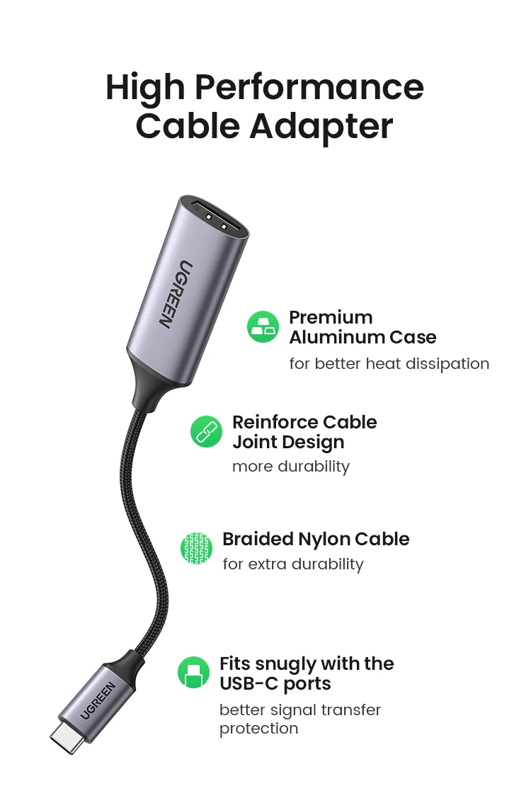 UGREEN USB Type C to HDMI Cable 4K USB C HDMI Adapter For iPhone 15 PC Xiaomi MacBook Pro Air iPad Pro Samsung Galaxy HDMI Cable