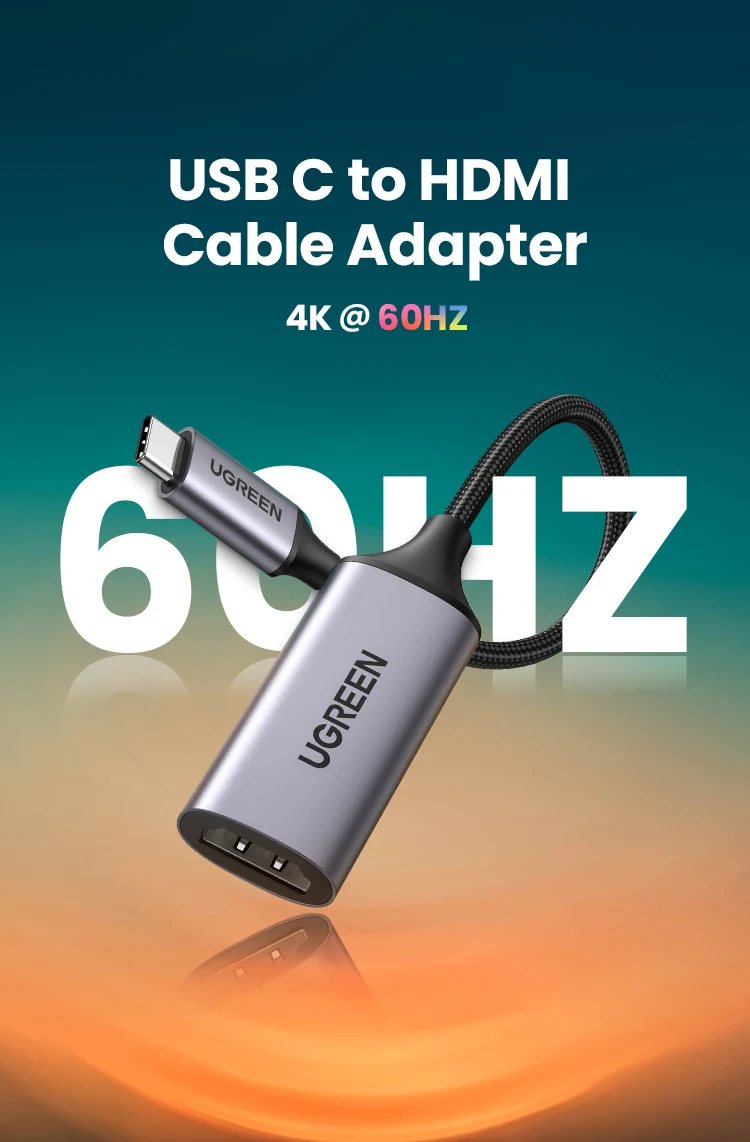 UGREEN USB Type C to HDMI Cable 4K USB C HDMI Adapter For iPhone 15 PC Xiaomi MacBook Pro Air iPad Pro Samsung Galaxy HDMI Cable
