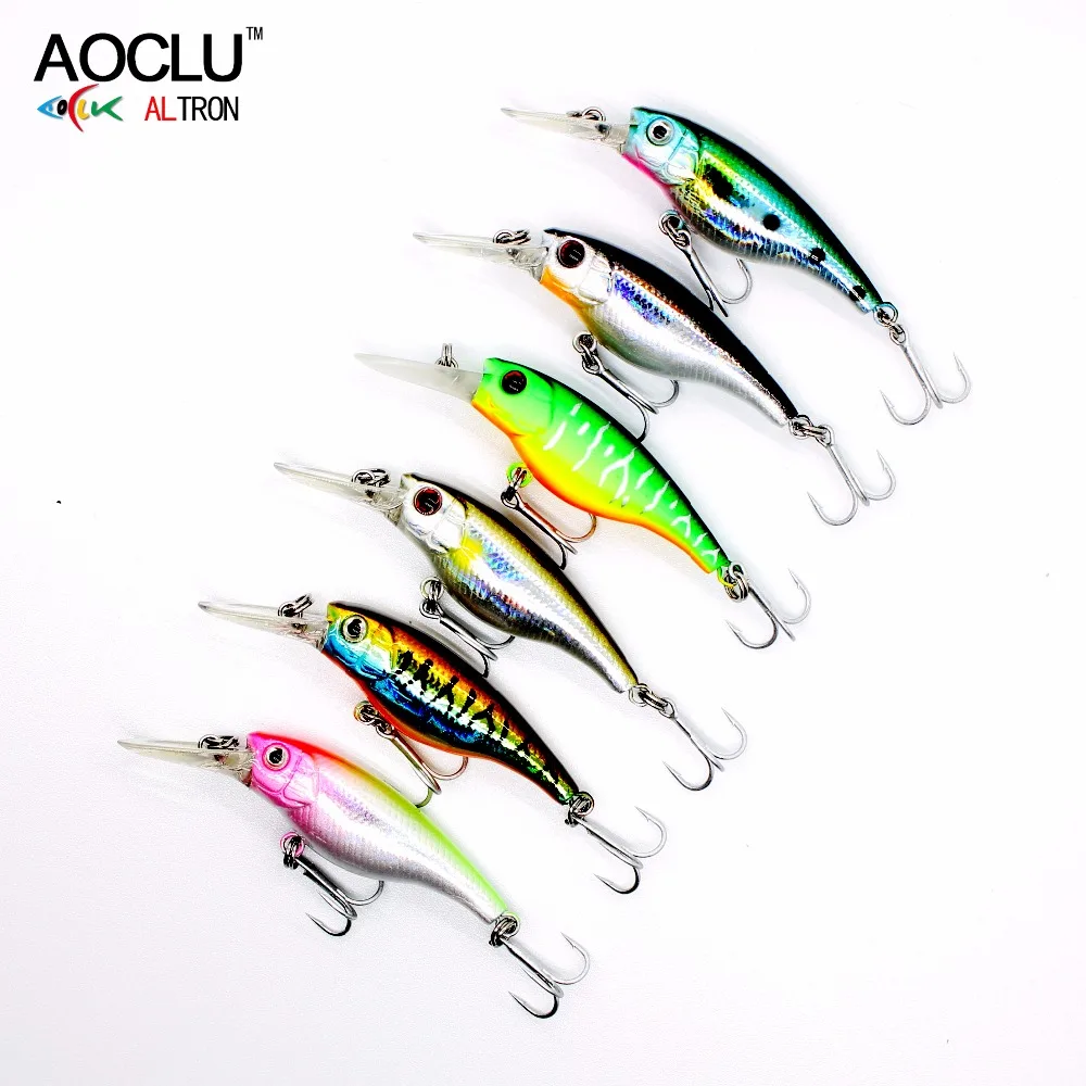 AOCLU Floating Wobbler Jerkbait 40mm 2.5g Diving 0.8m Deep Small Minnow Shad Crank Lure Bass Trout Mackerel Boat Inshore Fishing