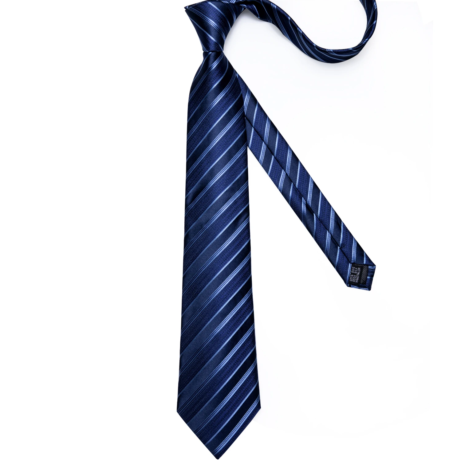 New Formal Ties Classic Blue Striped Necktie Handkerchief Cufflinks Gift For Men Wedding Tie Cravate Gravatas
