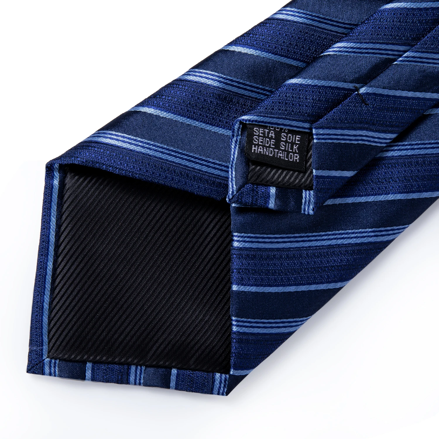 New Formal Ties Classic Blue Striped Necktie Handkerchief Cufflinks Gift For Men Wedding Tie Cravate Gravatas