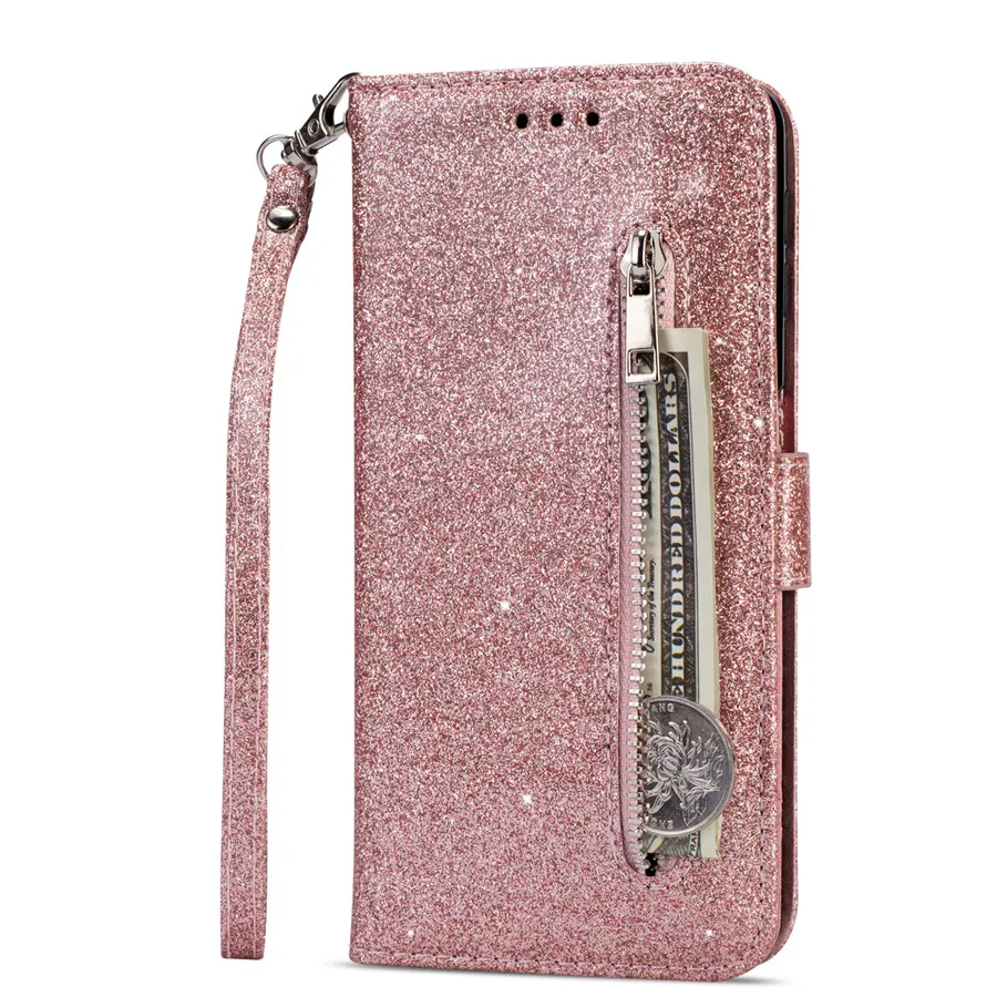 Fashion Glitter Wallet Card Slots Flip Leather Case For Samsung Galaxy S26 Ultra S25 Plus S24 FE S23 A16 A17 A36 A37 A55 A56 A57
