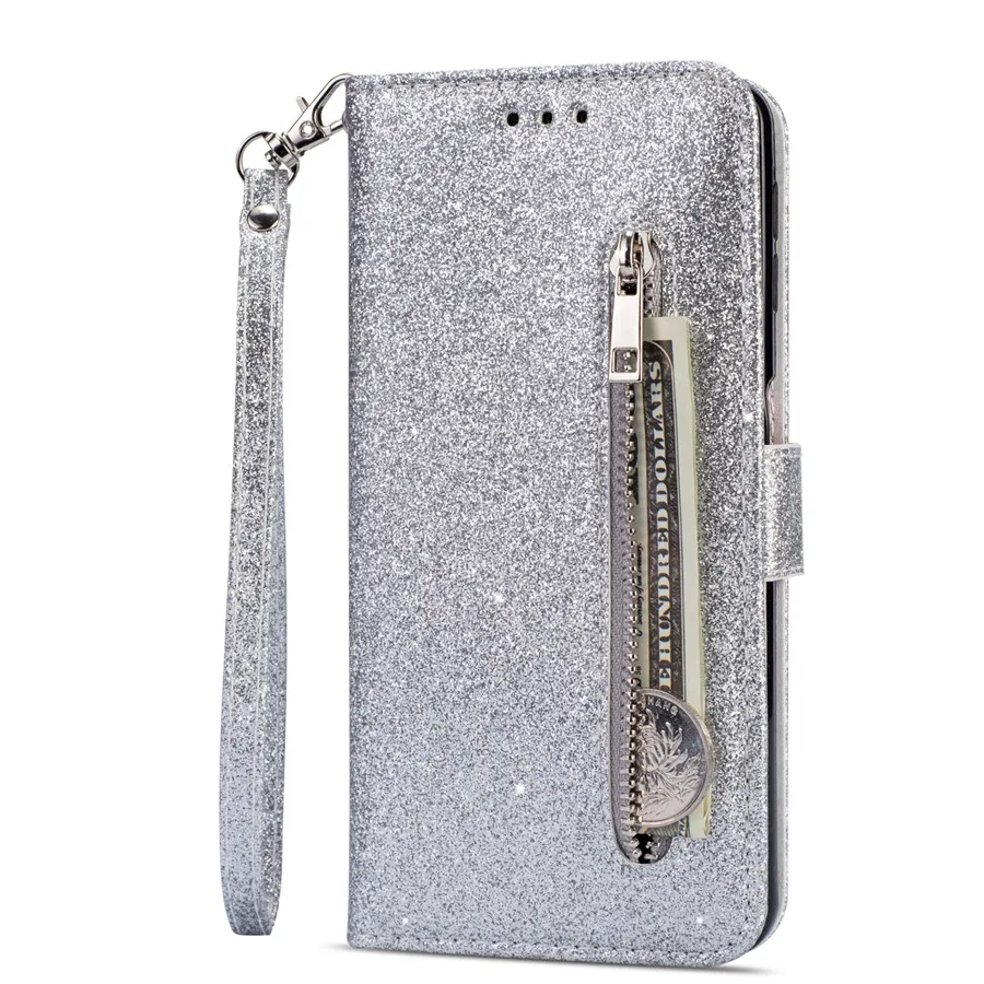 Fashion Glitter Wallet Card Slots Flip Leather Case For Samsung Galaxy S26 Ultra S25 Plus S24 FE S23 A16 A17 A36 A37 A55 A56 A57