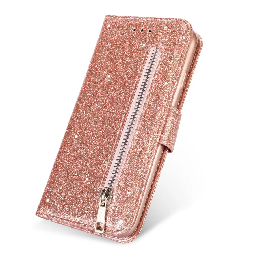 Fashion Glitter Wallet Card Slots Flip Leather Case For Samsung Galaxy S26 Ultra S25 Plus S24 FE S23 A16 A17 A36 A37 A55 A56 A57