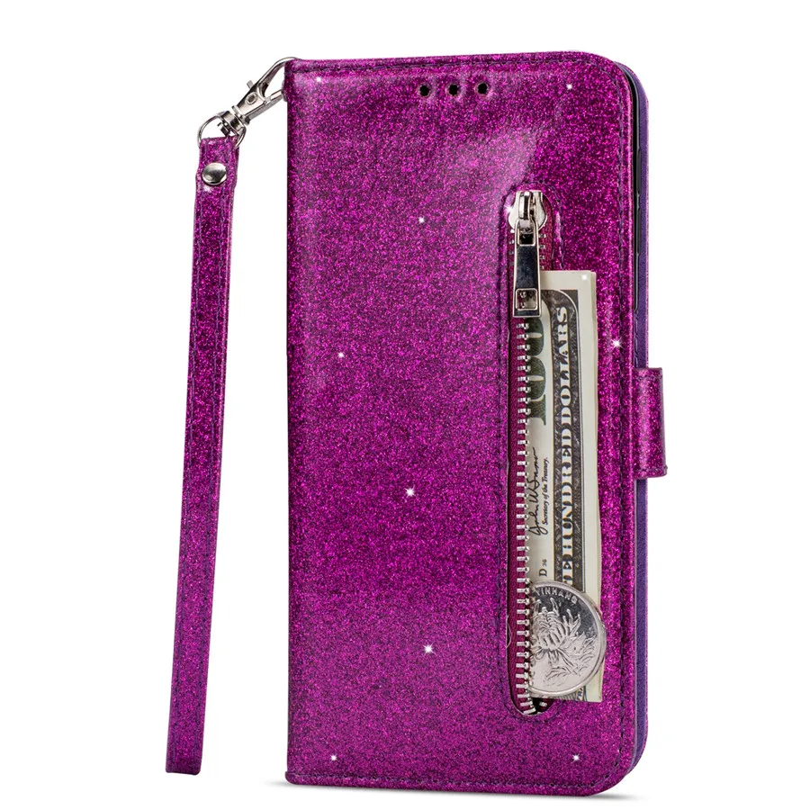 Fashion Glitter Wallet Card Slots Flip Leather Case For Samsung Galaxy S26 Ultra S25 Plus S24 FE S23 A16 A17 A36 A37 A55 A56 A57