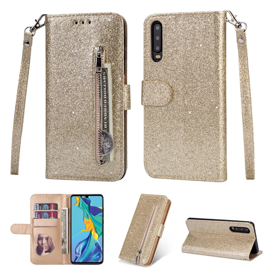 Fashion Glitter Wallet Card Slots Flip Leather Case For Samsung Galaxy S26 Ultra S25 Plus S24 FE S23 A16 A17 A36 A37 A55 A56 A57