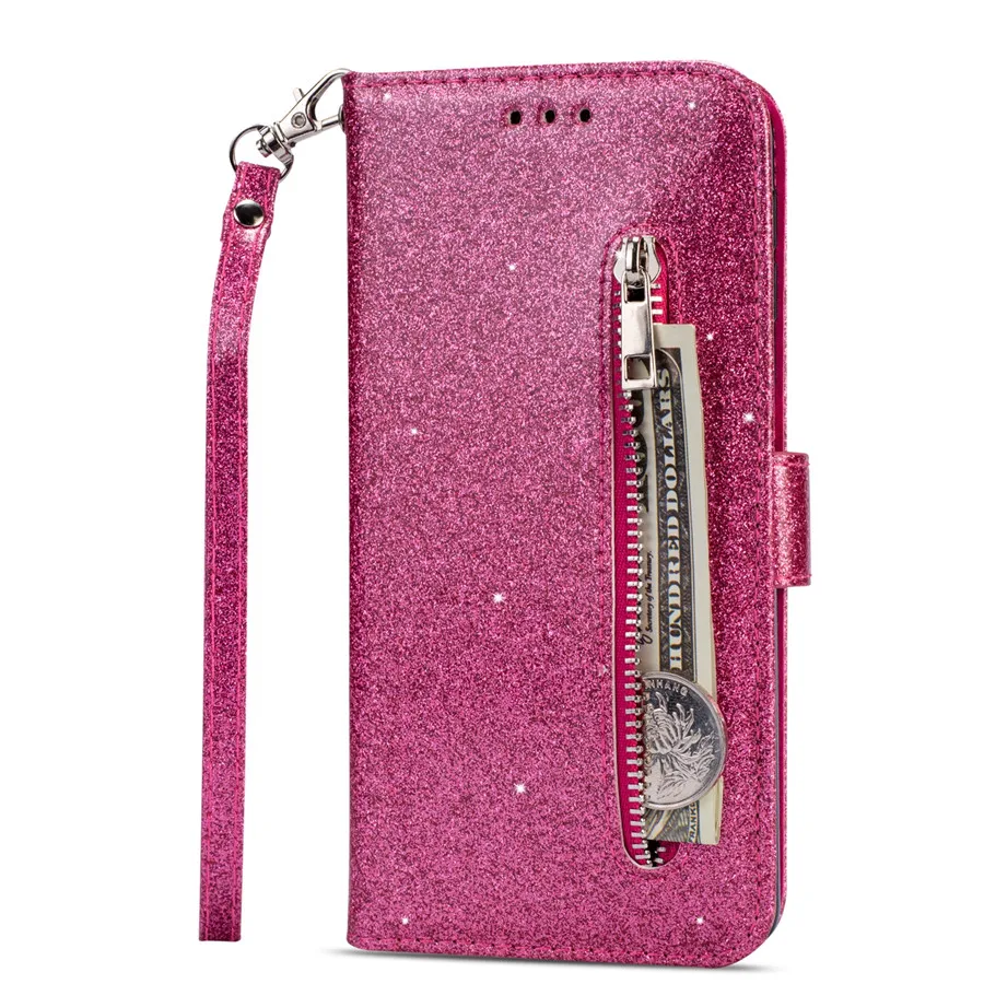 Fashion Glitter Wallet Card Slots Flip Leather Case For Samsung Galaxy S26 Ultra S25 Plus S24 FE S23 A16 A17 A36 A37 A55 A56 A57
