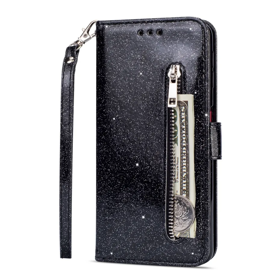 Fashion Glitter Wallet Card Slots Flip Leather Case For Samsung Galaxy S26 Ultra S25 Plus S24 FE S23 A16 A17 A36 A37 A55 A56 A57