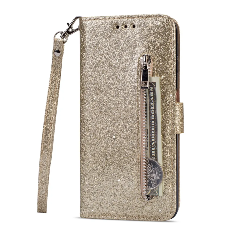Fashion Glitter Wallet Card Slots Flip Leather Case For Samsung Galaxy S26 Ultra S25 Plus S24 FE S23 A16 A17 A36 A37 A55 A56 A57