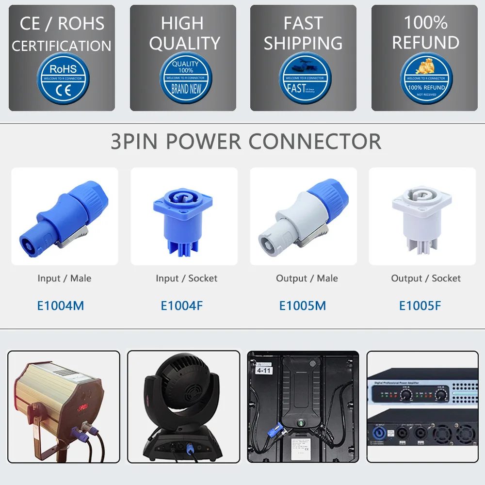 1PC Powercon Connector 3 pins 20A 250V NAC3FCA NAC3FCB Male Plug For Electric Drill LED Screen Stage Lighting Power Connecting