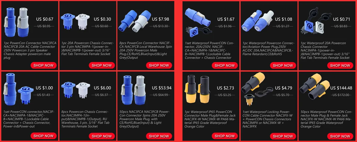 1PC Powercon Connector 3 pins 20A 250V NAC3FCA NAC3FCB Male Plug For Electric Drill LED Screen Stage Lighting Power Connecting
