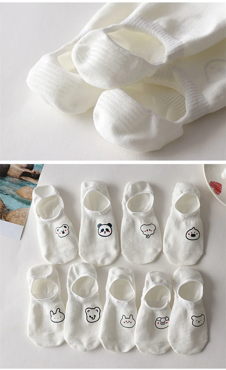 10 pieces = 5 Pairs/lot Rabbit Cow Heart Animal socks Cotton Casual Warm Women Streetwear Cute Funny Socks Short Happy Ankle