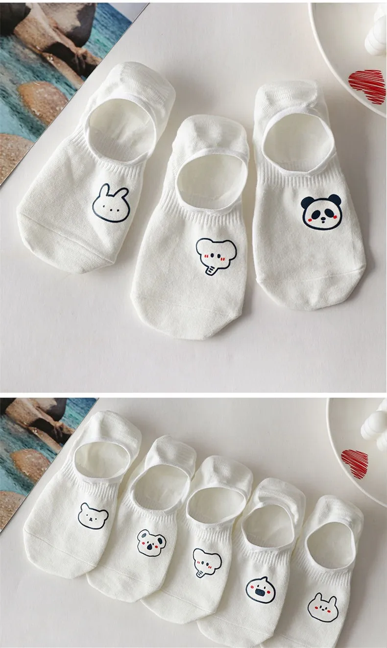 10 pieces = 5 Pairs/lot Rabbit Cow Heart Animal socks Cotton Casual Warm Women Streetwear Cute Funny Socks Short Happy Ankle