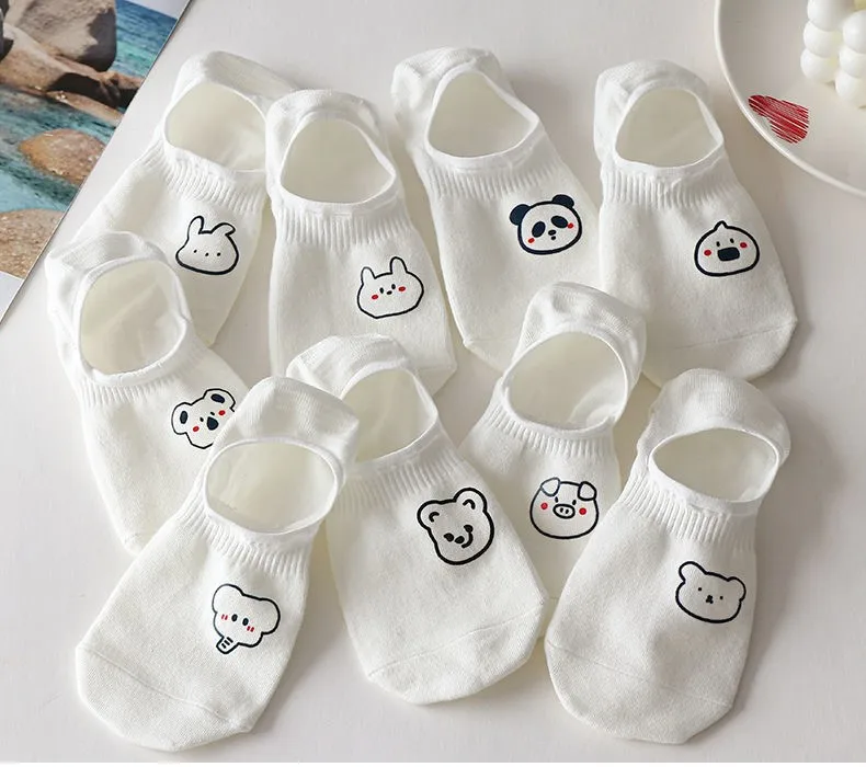 10 pieces = 5 Pairs/lot Rabbit Cow Heart Animal socks Cotton Casual Warm Women Streetwear Cute Funny Socks Short Happy Ankle