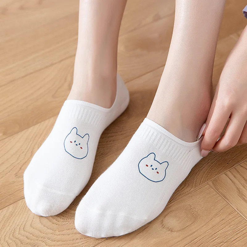 10 pieces = 5 Pairs/lot Rabbit Cow Heart Animal socks Cotton Casual Warm Women Streetwear Cute Funny Socks Short Happy Ankle
