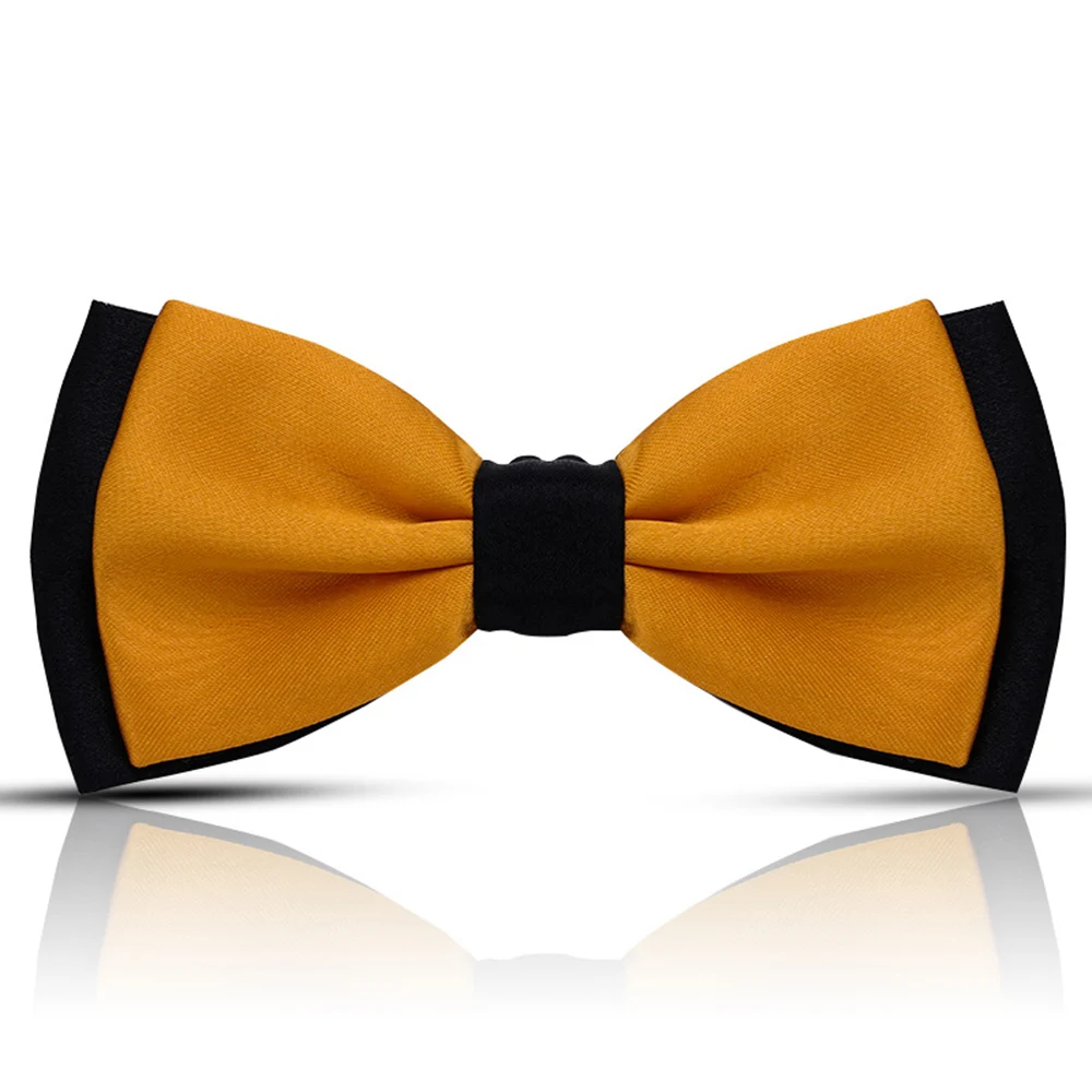 HUISHI Fashion Man Bow Tie Polyester 2 Layers Neckwear Adjustable Adult Bowtie For Party England Style Woman Wedding Solid