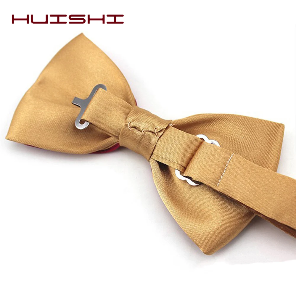 HUISHI Fashion Man Bow Tie Polyester 2 Layers Neckwear Adjustable Adult Bowtie For Party England Style Woman Wedding Solid