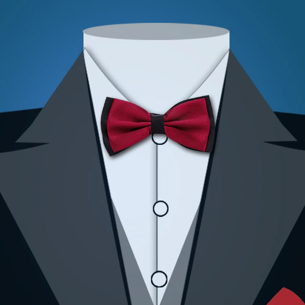 HUISHI Fashion Man Bow Tie Polyester 2 Layers Neckwear Adjustable Adult Bowtie For Party England Style Woman Wedding Solid