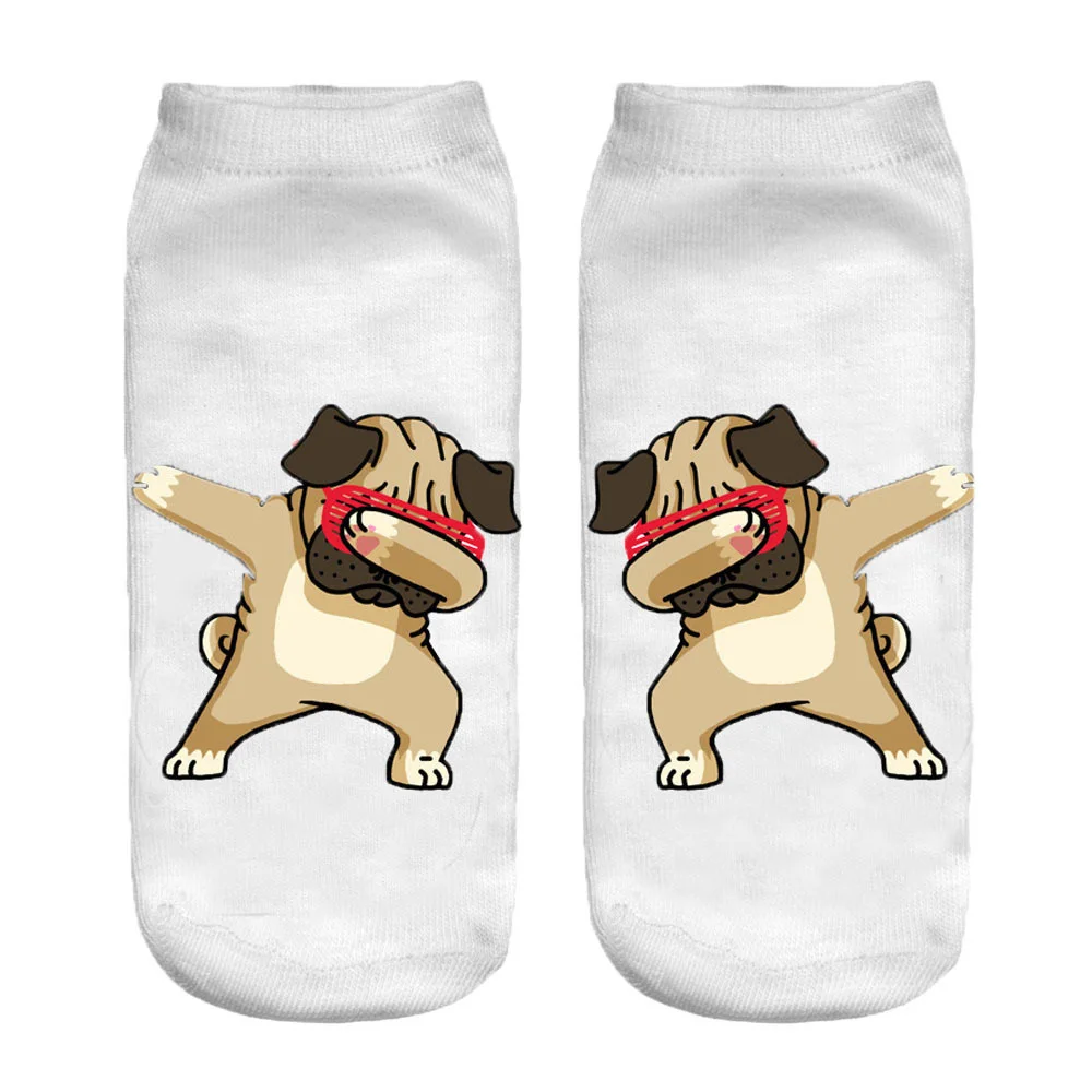 New Funny 3D Printed Happy Dancing Zebra Dog Licorne Cotton Socks Kawaii Women Cartoon Unicorn Puppy Short Ankle Sokken
