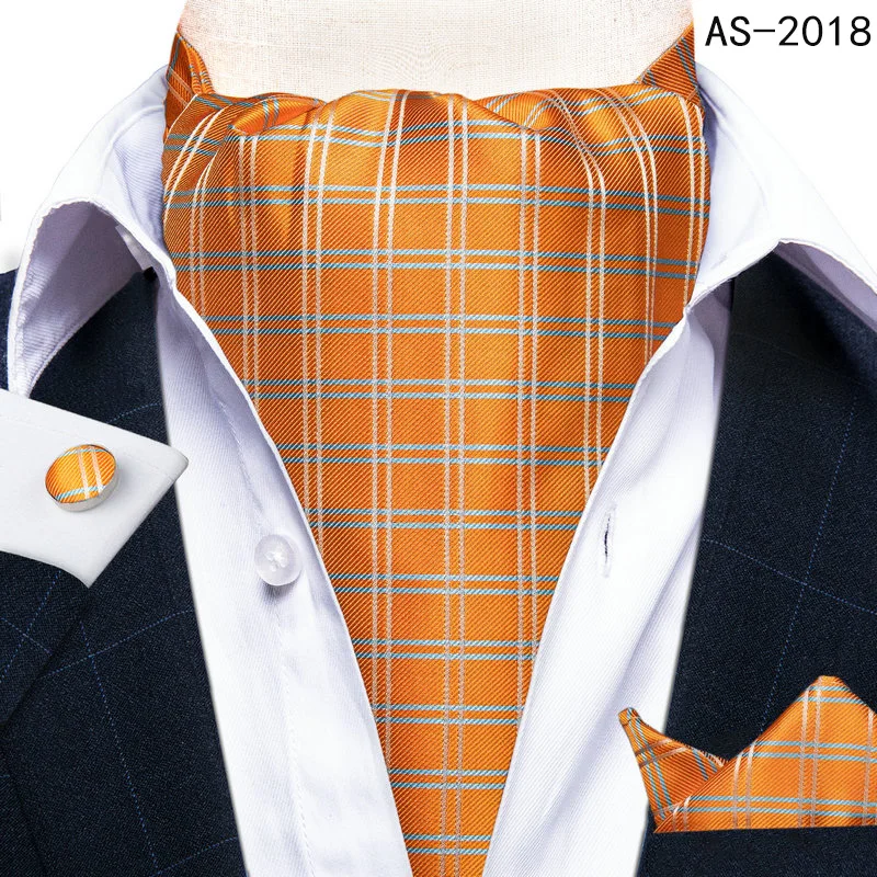 Jacquard Men Plaid Ascots Fashion Paisley Ties Wedding Formal Cravat Ascot British Gentleman Soft Polyester Luxury Gray Neck Tie