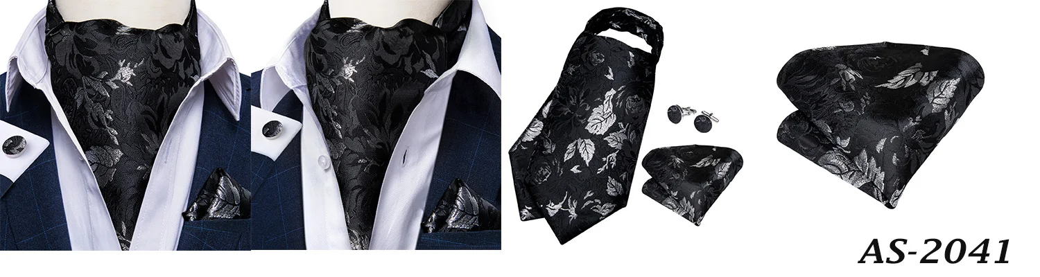 Jacquard Men Plaid Ascots Fashion Paisley Ties Wedding Formal Cravat Ascot British Gentleman Soft Polyester Luxury Gray Neck Tie