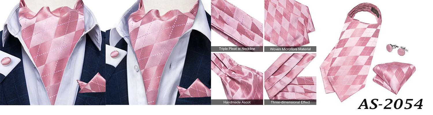 Jacquard Men Plaid Ascots Fashion Paisley Ties Wedding Formal Cravat Ascot British Gentleman Soft Polyester Luxury Gray Neck Tie