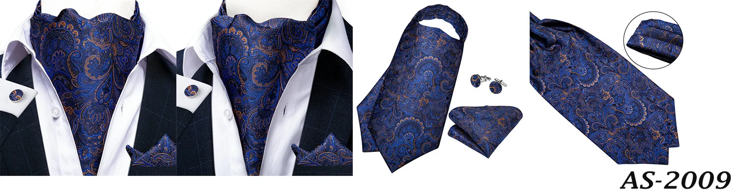 Jacquard Men Plaid Ascots Fashion Paisley Ties Wedding Formal Cravat Ascot British Gentleman Soft Polyester Luxury Gray Neck Tie