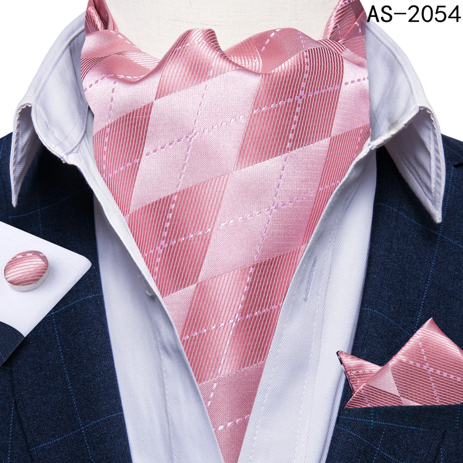 Jacquard Men Plaid Ascots Fashion Paisley Ties Wedding Formal Cravat Ascot British Gentleman Soft Polyester Luxury Gray Neck Tie