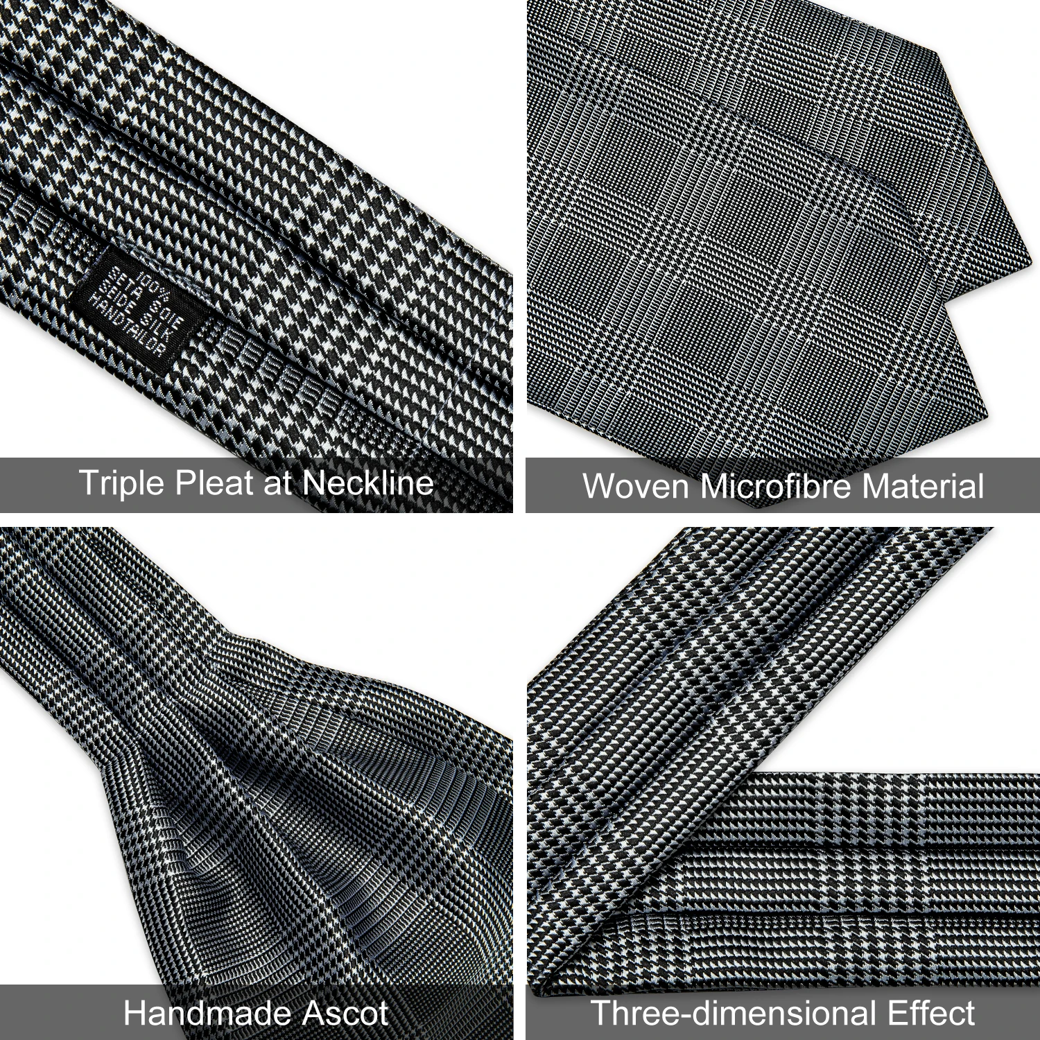 Jacquard Men Plaid Ascots Fashion Paisley Ties Wedding Formal Cravat Ascot British Gentleman Soft Polyester Luxury Gray Neck Tie