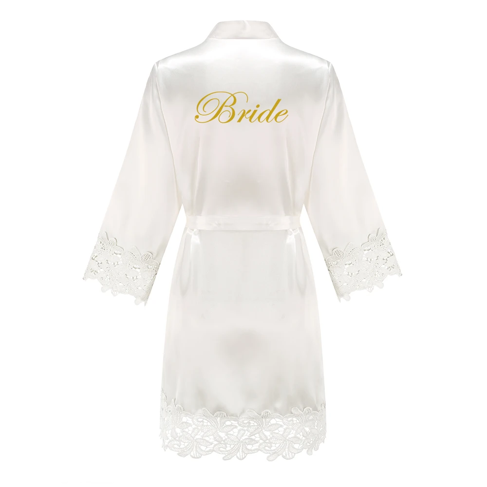 Bridesmaid Robes Rose Gold Bride Robe Wedding Bridesmaid Gift Satin Lace Robe Bridal Dressing Gown Bachelorette Party Pajamas