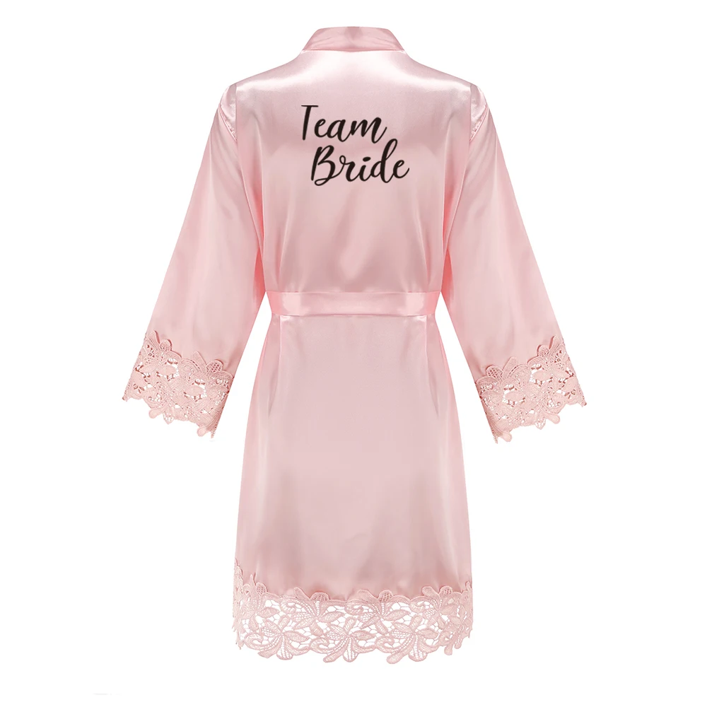 Bridesmaid Robes Rose Gold Bride Robe Wedding Bridesmaid Gift Satin Lace Robe Bridal Dressing Gown Bachelorette Party Pajamas