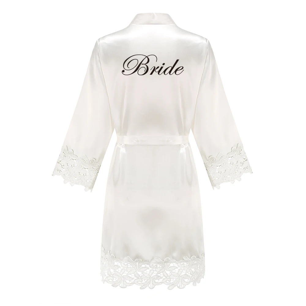 Bridesmaid Robes Rose Gold Bride Robe Wedding Bridesmaid Gift Satin Lace Robe Bridal Dressing Gown Bachelorette Party Pajamas