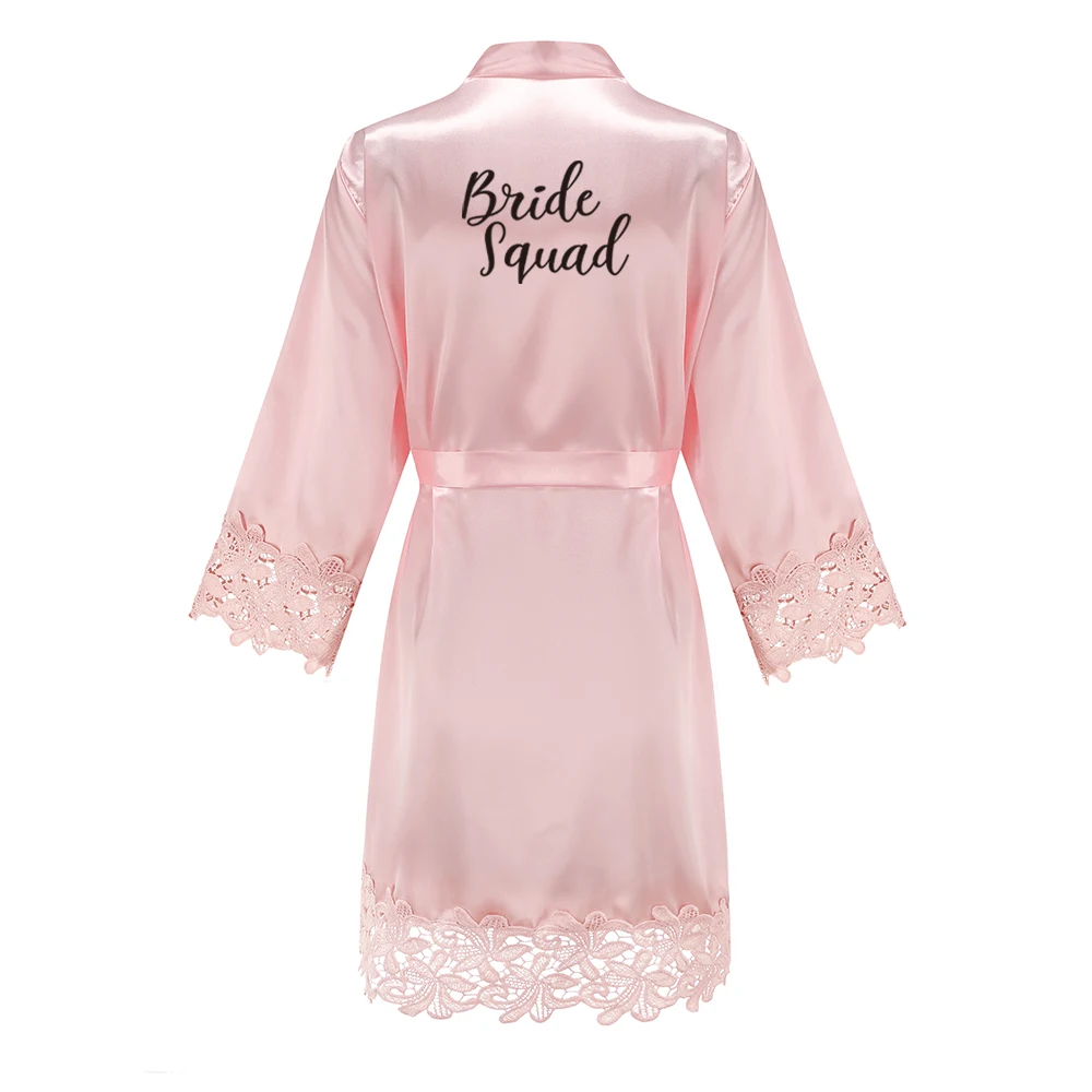 Bridesmaid Robes Rose Gold Bride Robe Wedding Bridesmaid Gift Satin Lace Robe Bridal Dressing Gown Bachelorette Party Pajamas