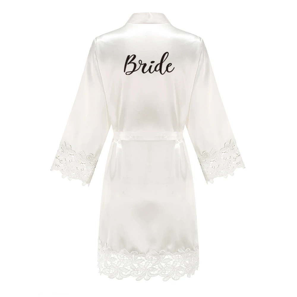 Bridesmaid Robes Rose Gold Bride Robe Wedding Bridesmaid Gift Satin Lace Robe Bridal Dressing Gown Bachelorette Party Pajamas