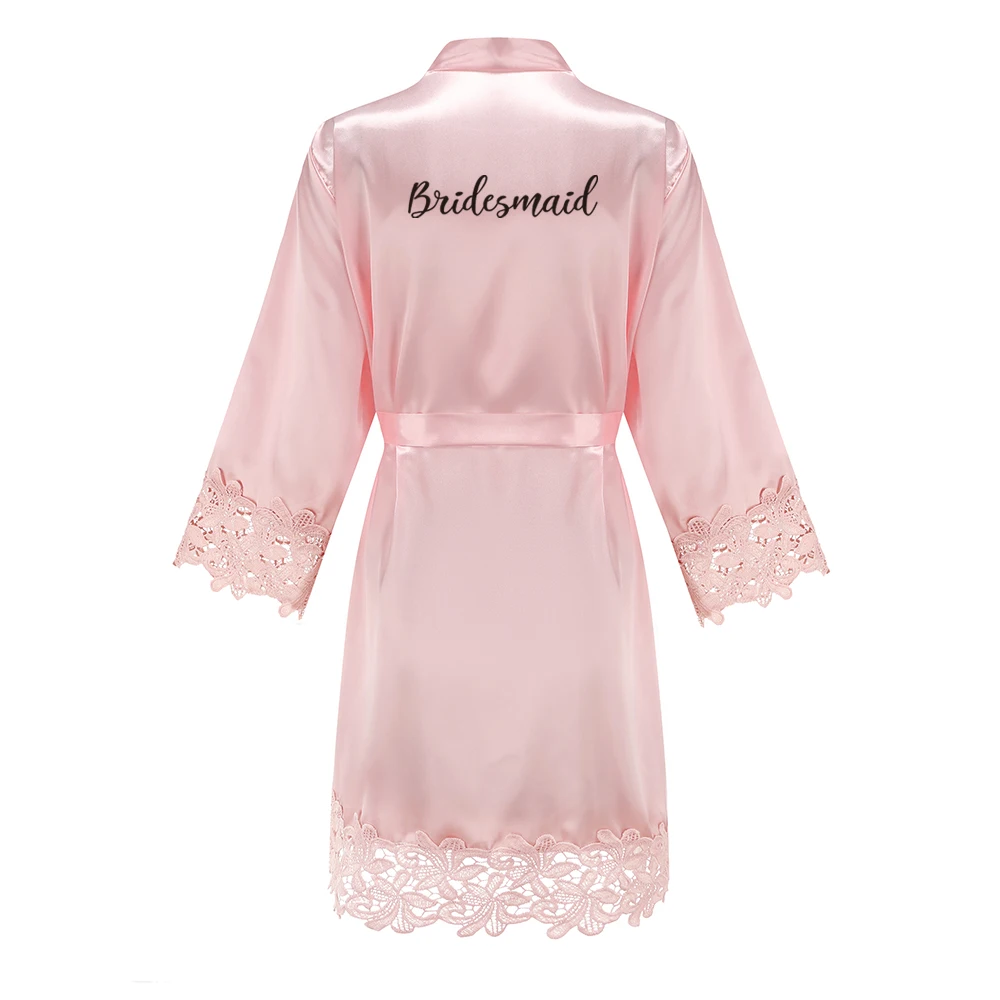 Bridesmaid Robes Rose Gold Bride Robe Wedding Bridesmaid Gift Satin Lace Robe Bridal Dressing Gown Bachelorette Party Pajamas
