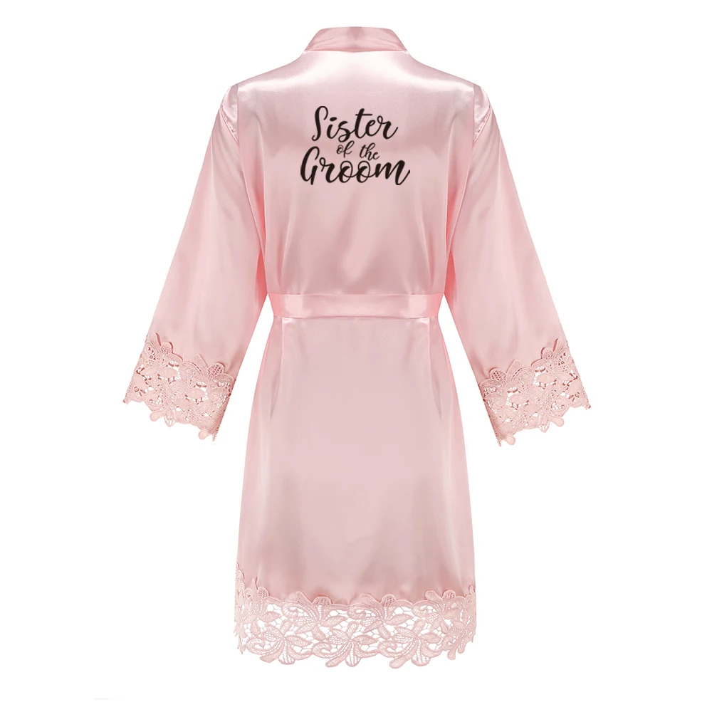 Bridesmaid Robes Rose Gold Bride Robe Wedding Bridesmaid Gift Satin Lace Robe Bridal Dressing Gown Bachelorette Party Pajamas