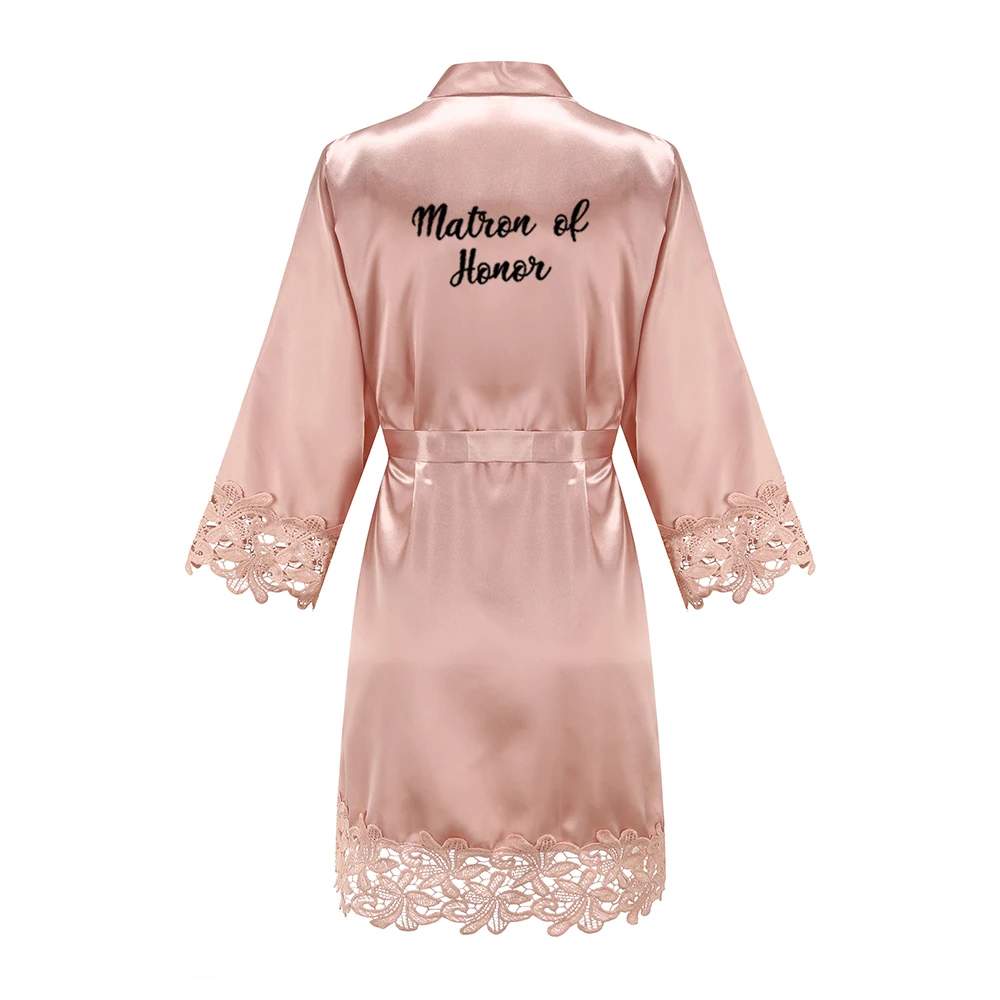Bridesmaid Robes Rose Gold Bride Robe Wedding Bridesmaid Gift Satin Lace Robe Bridal Dressing Gown Bachelorette Party Pajamas