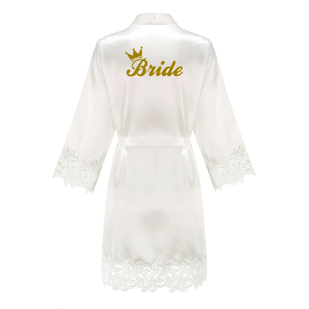 Bridesmaid Robes Rose Gold Bride Robe Wedding Bridesmaid Gift Satin Lace Robe Bridal Dressing Gown Bachelorette Party Pajamas