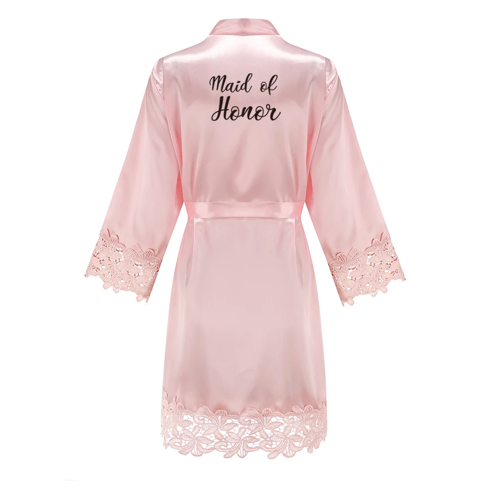 Bridesmaid Robes Rose Gold Bride Robe Wedding Bridesmaid Gift Satin Lace Robe Bridal Dressing Gown Bachelorette Party Pajamas