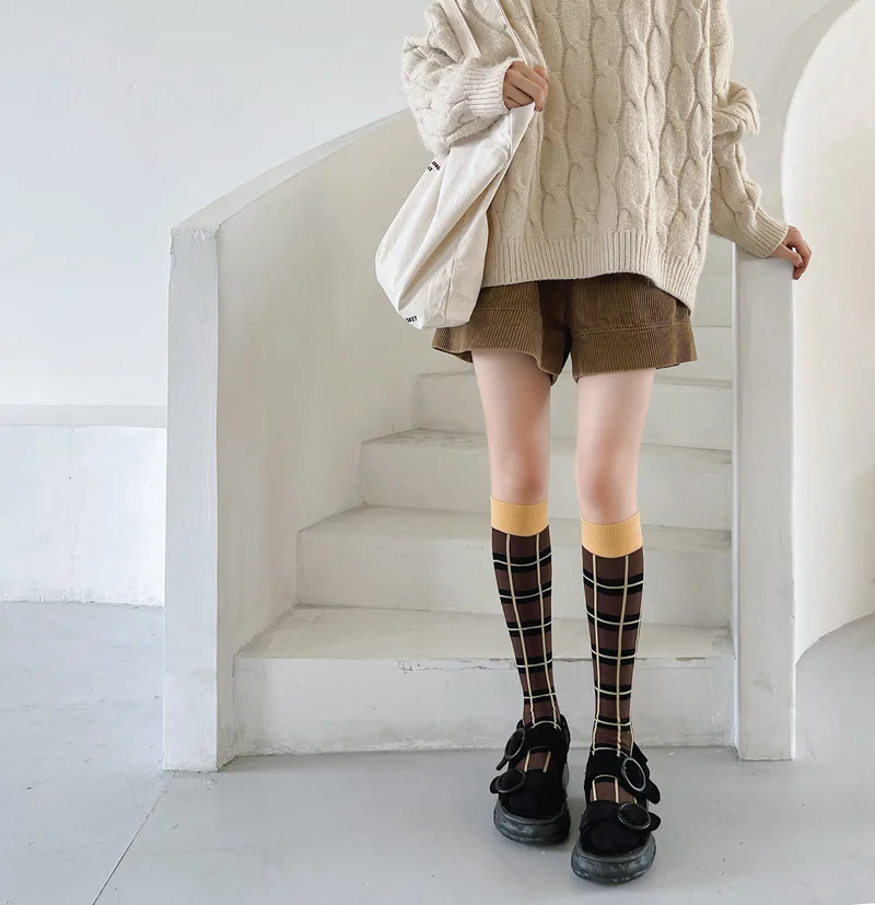 Calf socks European and American ins abstract art knee-length beautiful legs long combed cotton tide socks